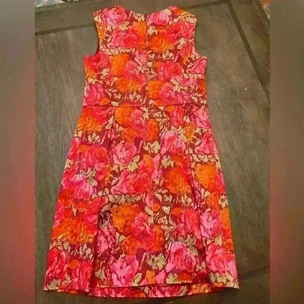 Michael Kors Pink Floral Sleeveless Sheath Dress Womens Size 2P